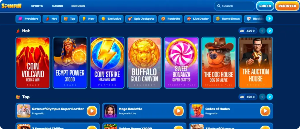 Spinfin Casino Best No ID Verification Casinos